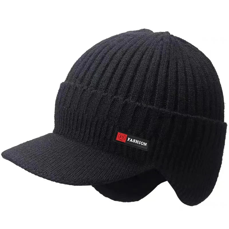 Men's Winter Knit Hat with Ear Protection - FlexNovaFitness