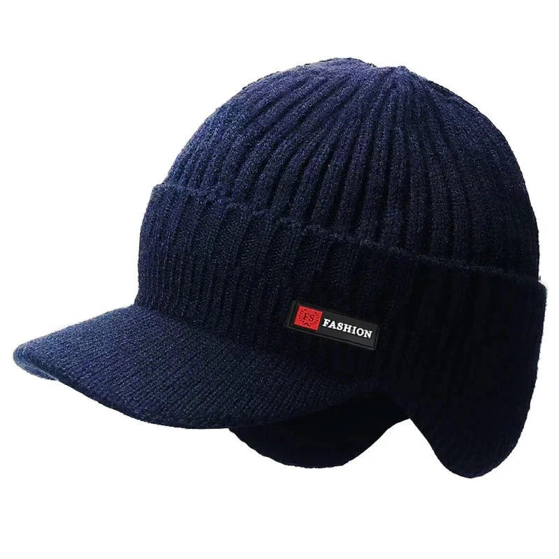 Men's Winter Knit Hat with Ear Protection - FlexNovaFitness