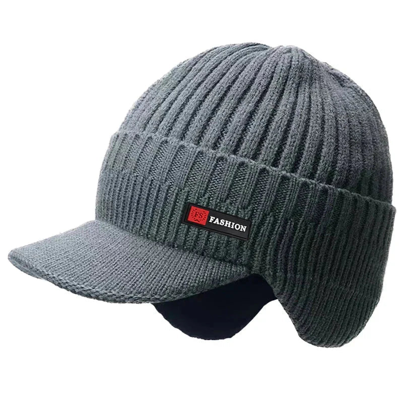 Men's Winter Knit Hat with Ear Protection - FlexNovaFitness